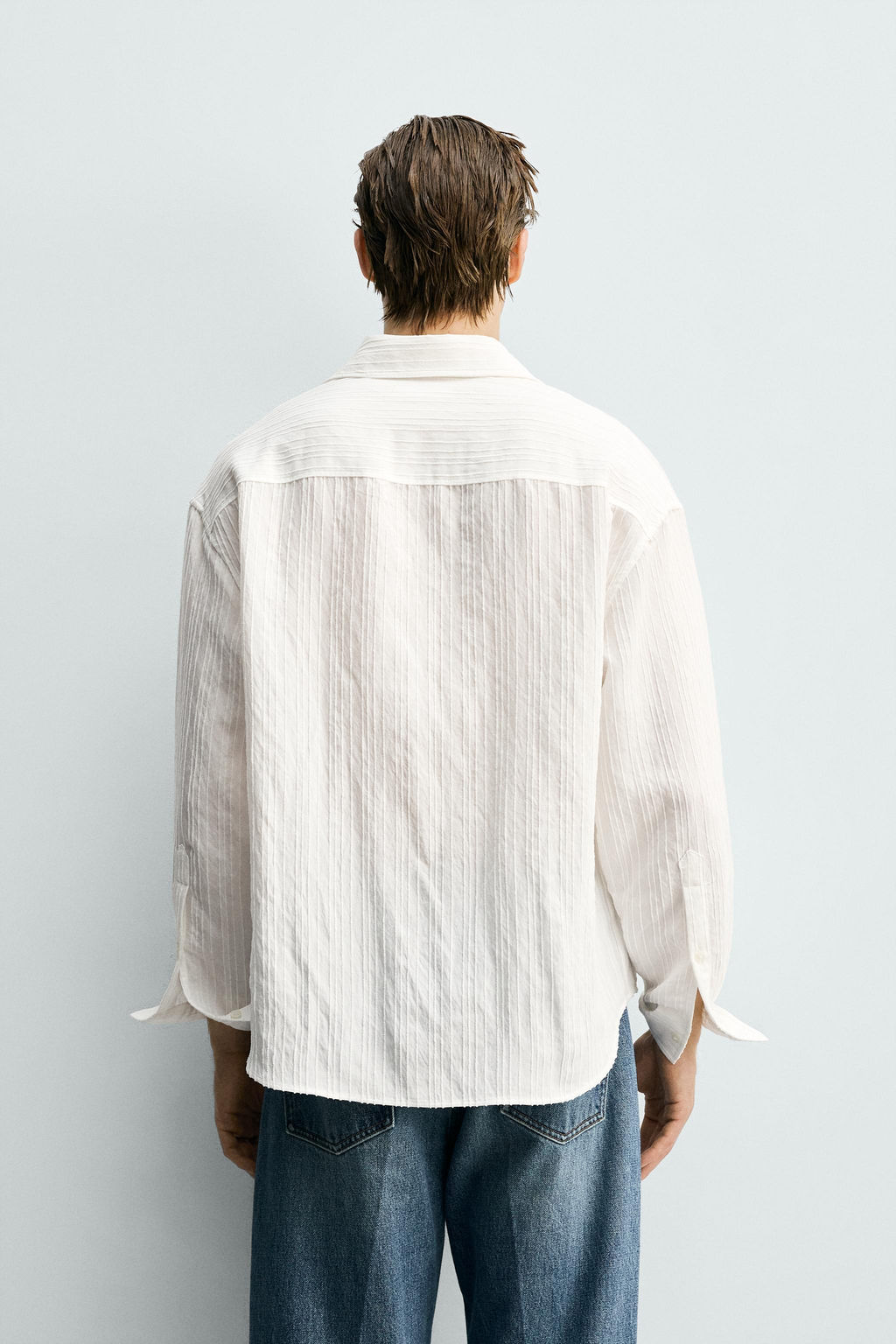 CAMISA RELAXED FIT ESTRUCTURA RAYA / Blanco - Zara фото 3