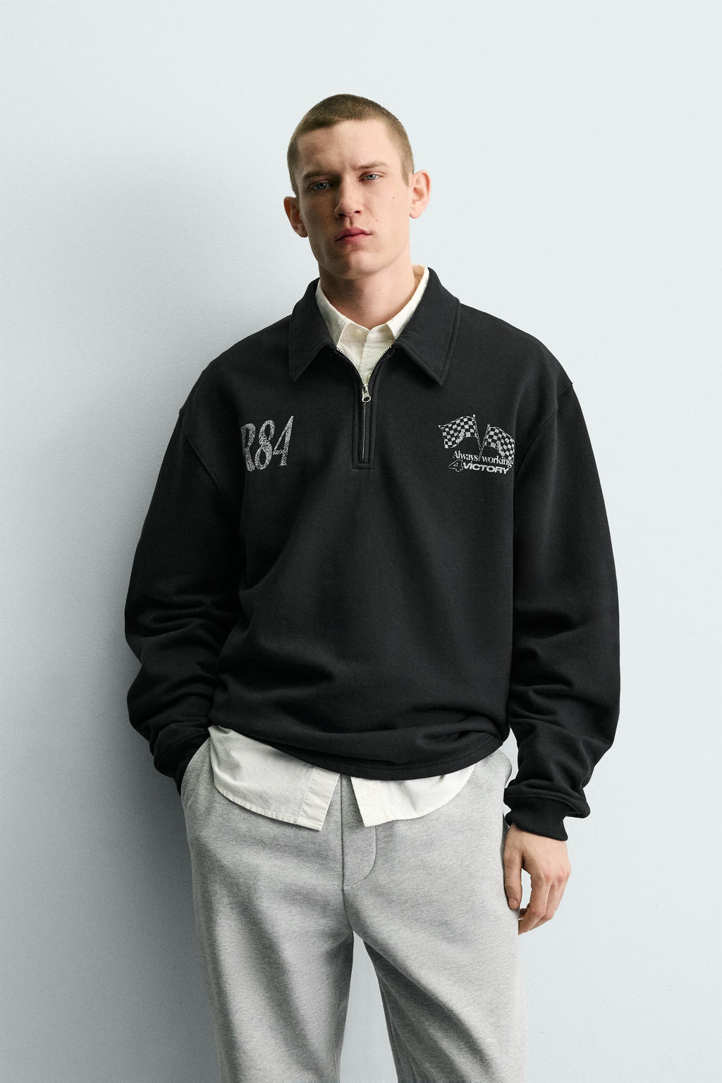 QUARTER-ZIP PRINTED SWEATSHIRT - Zara фото 2