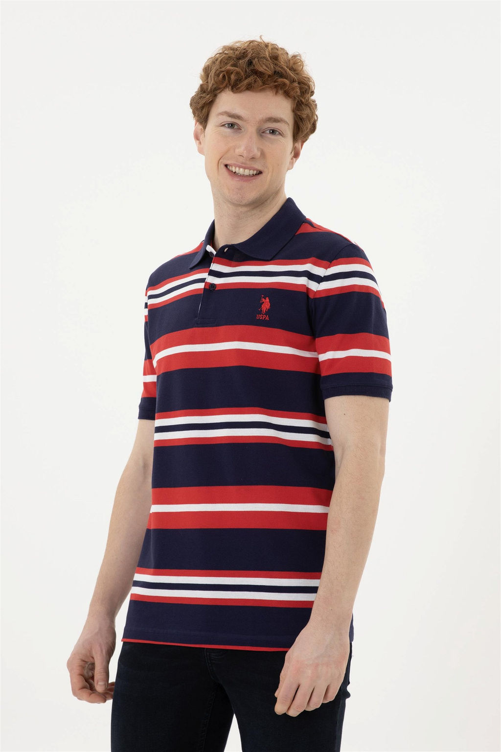 Мужская темно-синяя футболка с воротником-поло - U.s. polo assn фото 3