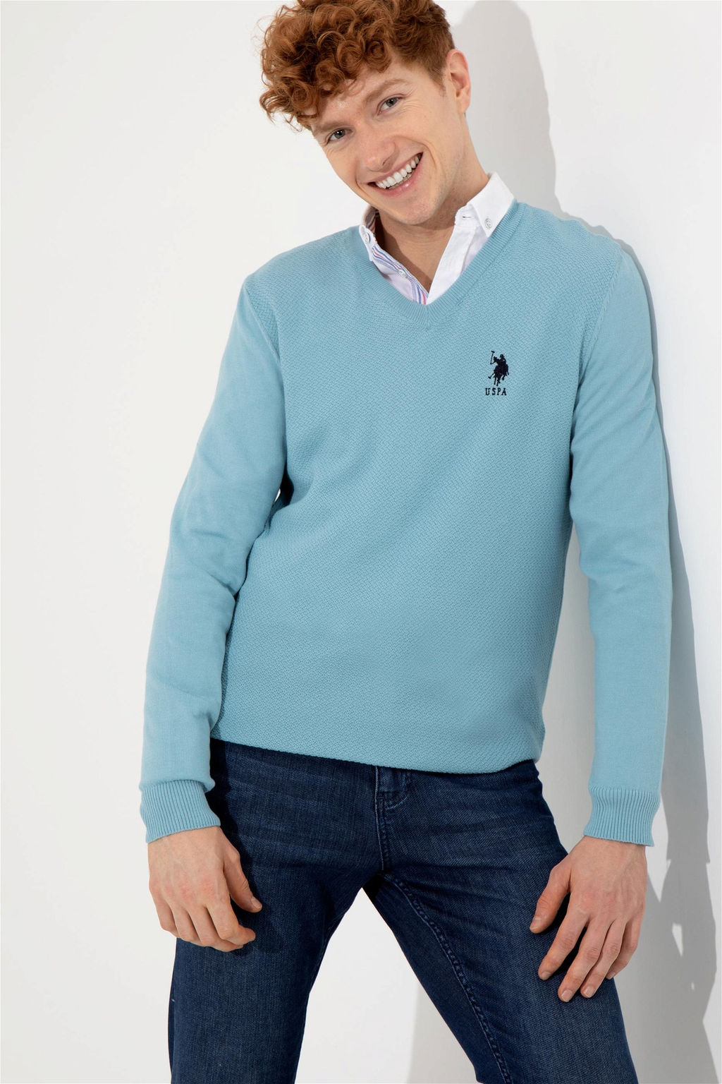 U. S. Polo Assn / Мужской синий базовый свитер - U.s. polo assn фото 7