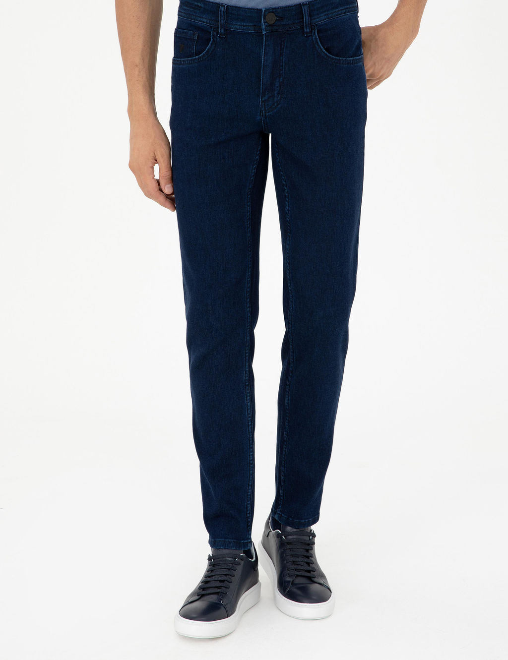 Светло-темно-синие джинсовые брюки узкого кроя - Cacharel фото 2