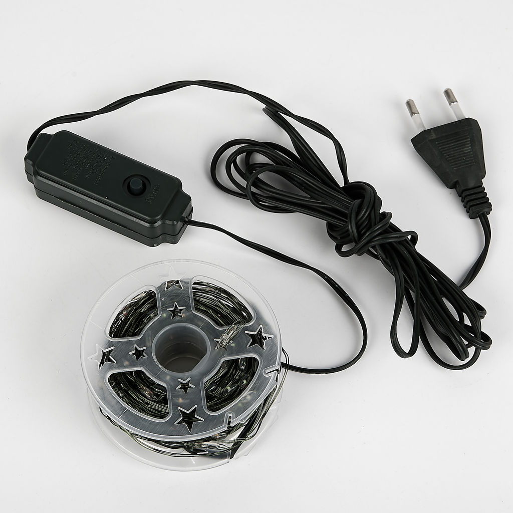 ULD-S3000-300/DGA MULTI IP20 DEW Гирлянда светодиодная "Роса", 30м. 300 светодиодов. Разноцветный свет. Провод зеленый. ТМ Uniel