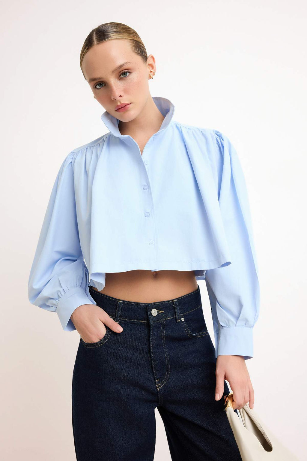 Kahverengi Buzgulu K?sa/Crop Kesim Gomlek TWOSS26GO00137 - Trendyolmilla фото 7