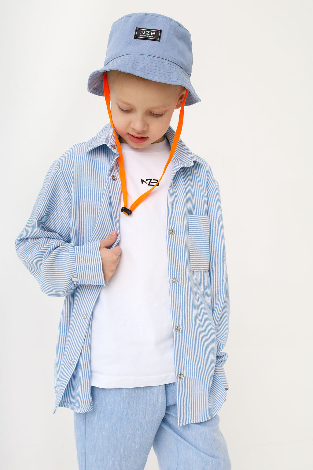 Рубашка-хенли Лен, голубой меланж - Inzibe фото 47