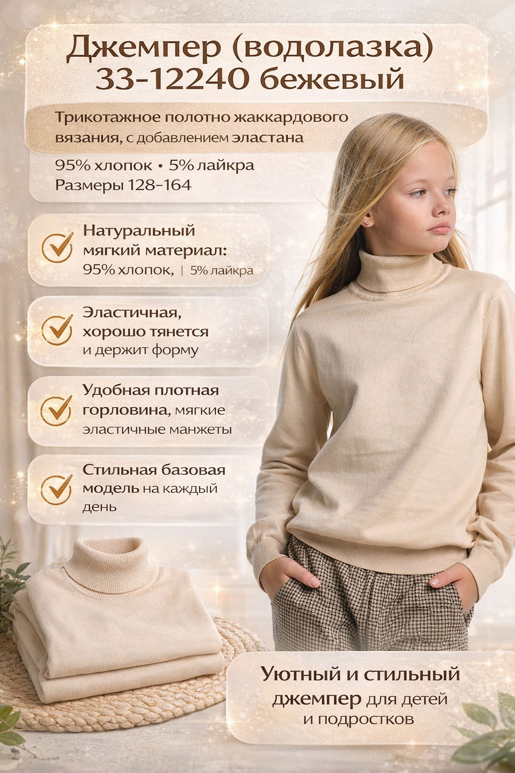 Джемпер (водолазка) 33-12240 - Mini maxi фото 105