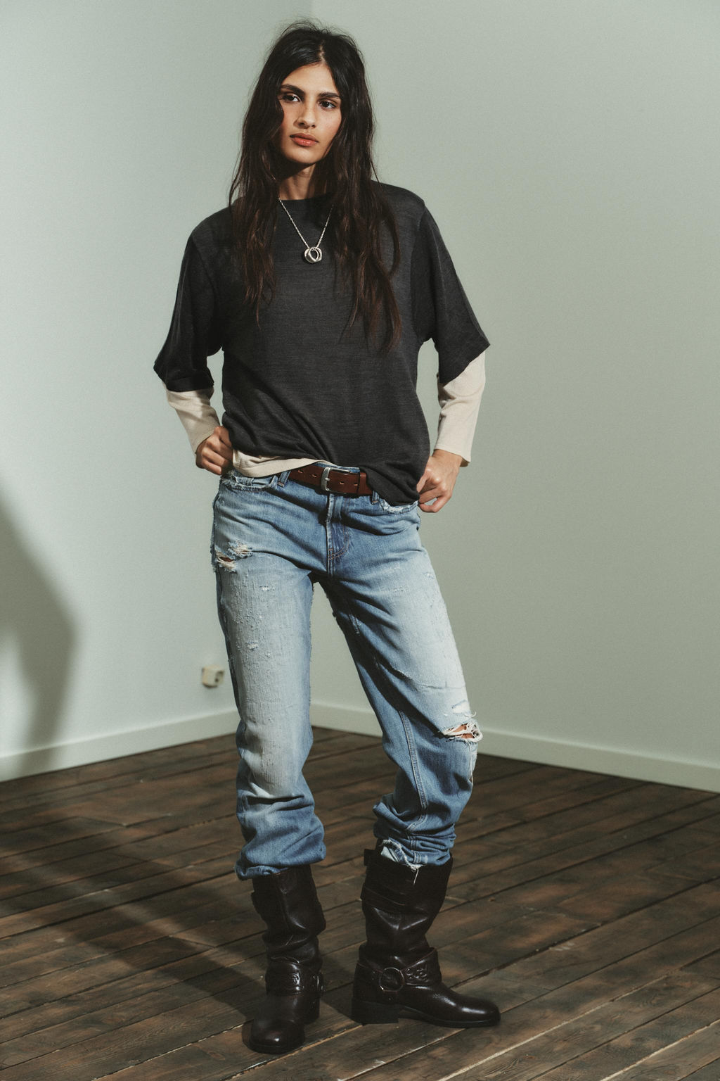 DOUBLE-LAYER KNIT JUMPER