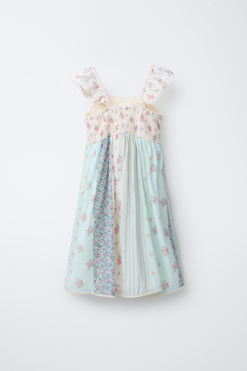 VESTIDO PATCHWORK PUNTILLA FLORES / Verde agua - Zara фото 4
