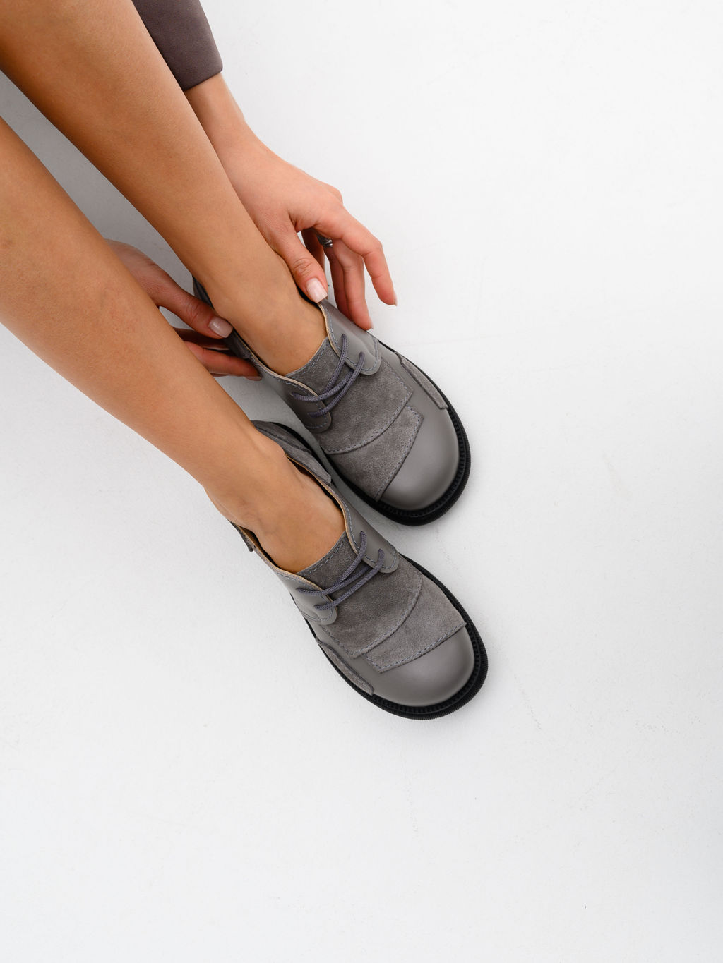 Полуботинки туфли EDART 205.патриция bl. Серый замок замша+серый игуана фото 15