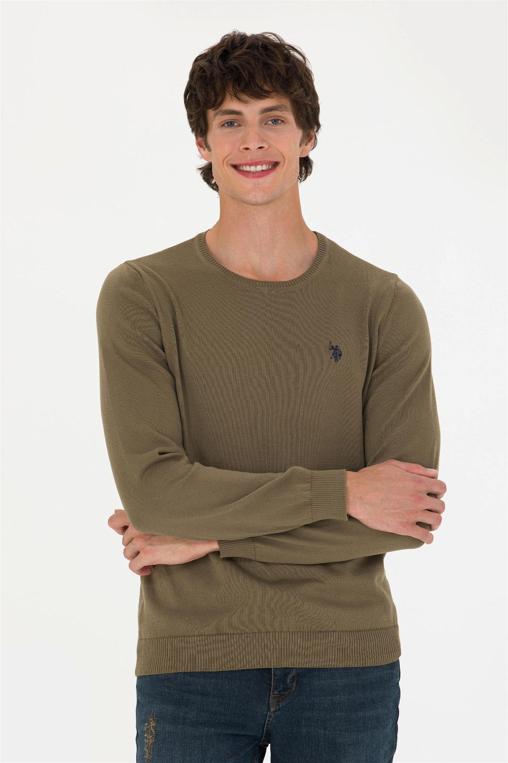 U. S. Polo Assn Мужской базовый свитер цвета хаки - U.s. polo assn фото 3