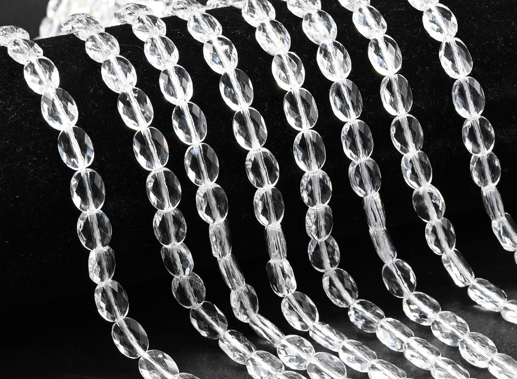 Бусины из циркона овал гр.6*8мм цв.хрусталь, 39,5см, 50 бусин Радуга камня