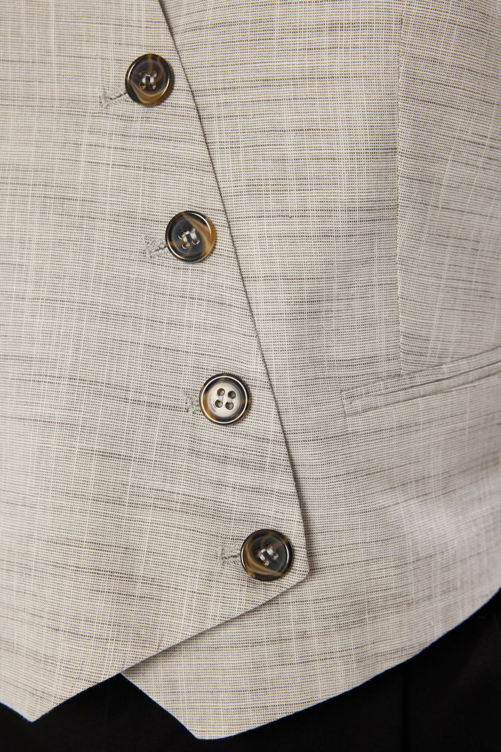 Limited Edition Haki Crop Fitted Dugme Detayl? Dokuma Keten Gorunumlu Yelek TWOSS23YE00016