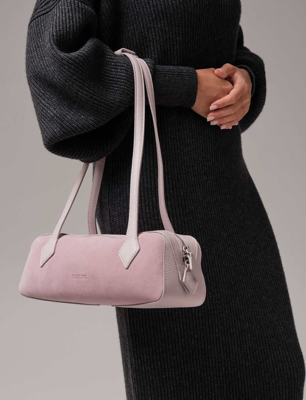 Сумка багет на плечо Deboro 31129 розовый дым