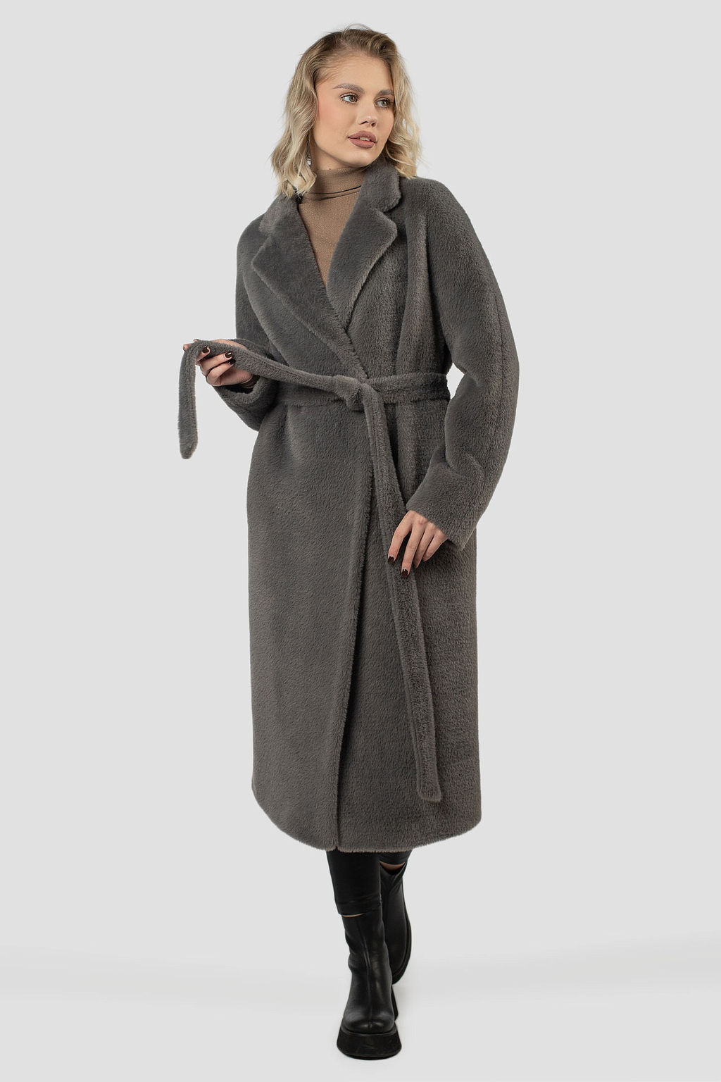 01-12077 Пальто женское демисезонное (пояс)