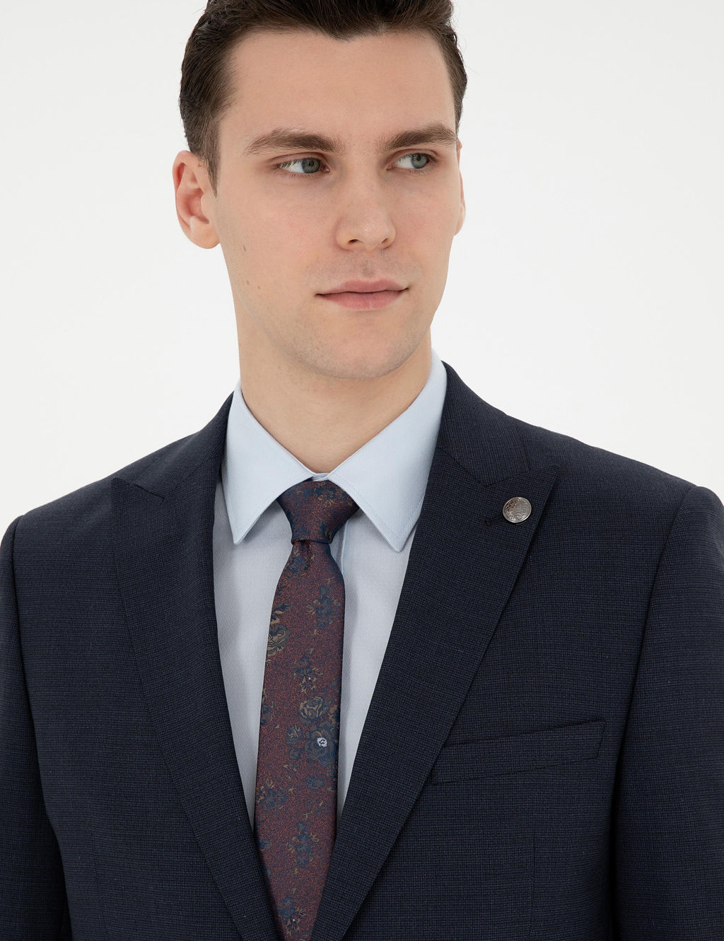 Lacivert Ex. Slim Fit Tak_m Elbise