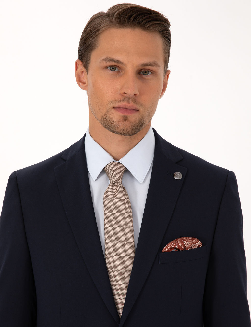 Lacivert Slim Fit Tak_m Elbise