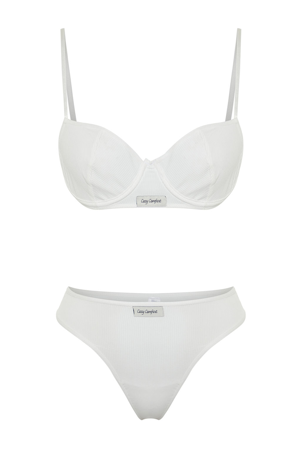 TRENDYOLMILLA Beyaz Fitilli Etiket Detayl? Ip Ask?l? Kaps?z Orme Ic Camas?r? Tak?m? THMSS24CC00029 фото 14