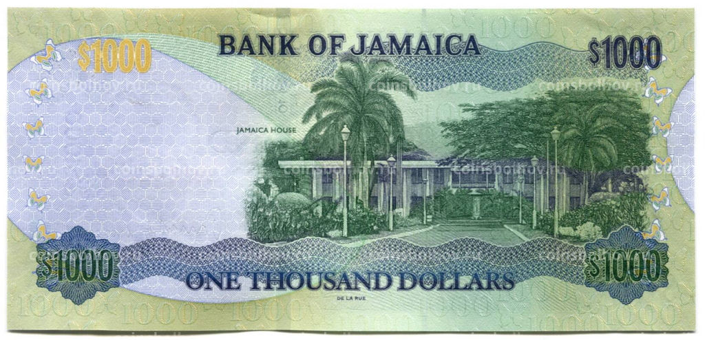 Банкнота 1000 долларов 2021 года Ямайка