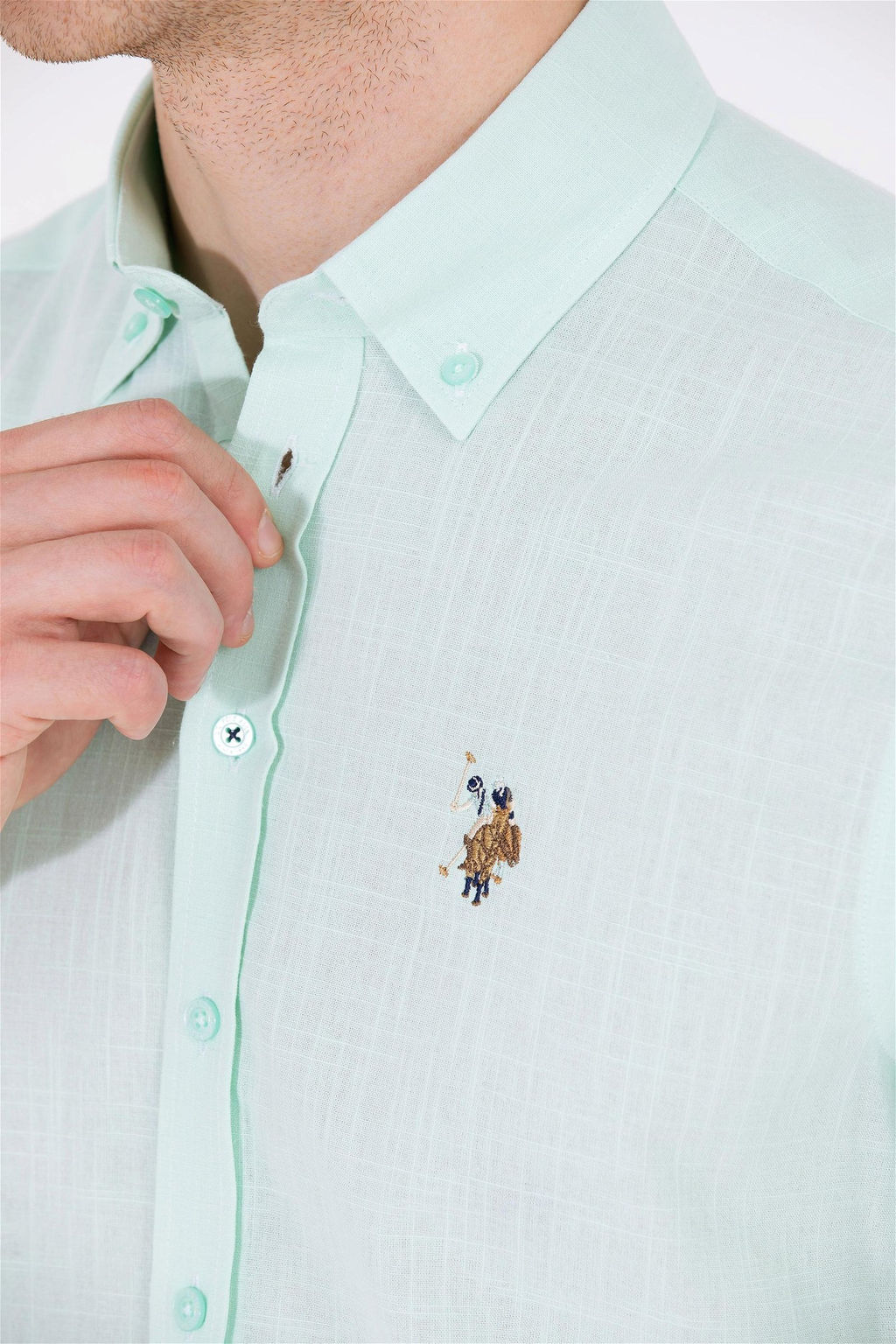 Мужская вода -зеленая рубашка с короткими рукавами в корзине - U.s. polo assn фото 7