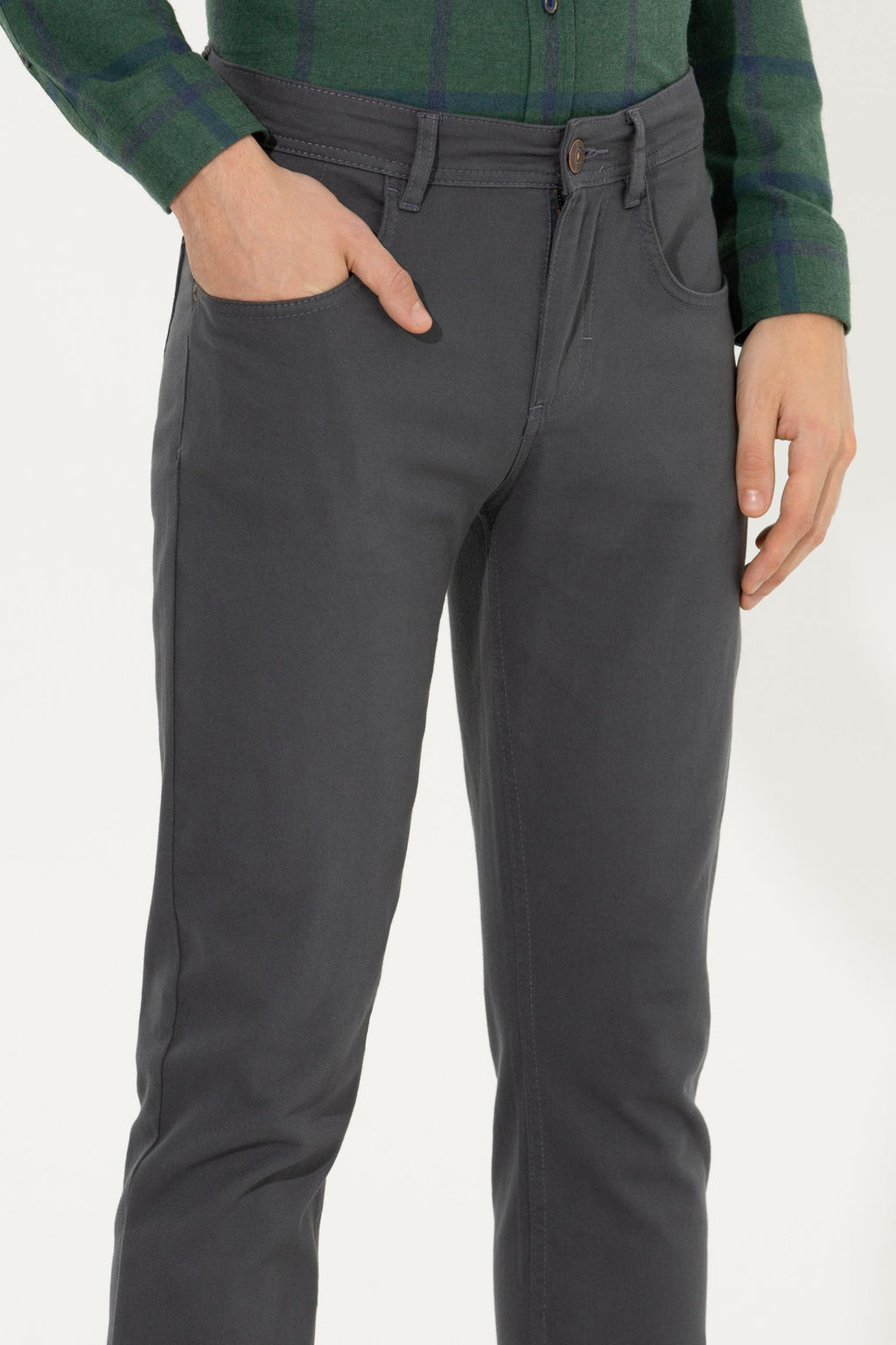 Erkek Slim Fit Antrasit Kanvas Pantolon