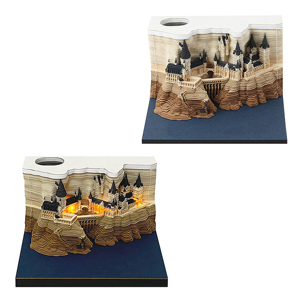 Блок бумажный для записей в виде 3D-заметок с подсветкой 200-250 г/м2 9 х 5 х 9 см 160 л. Огни замка BBZ-01