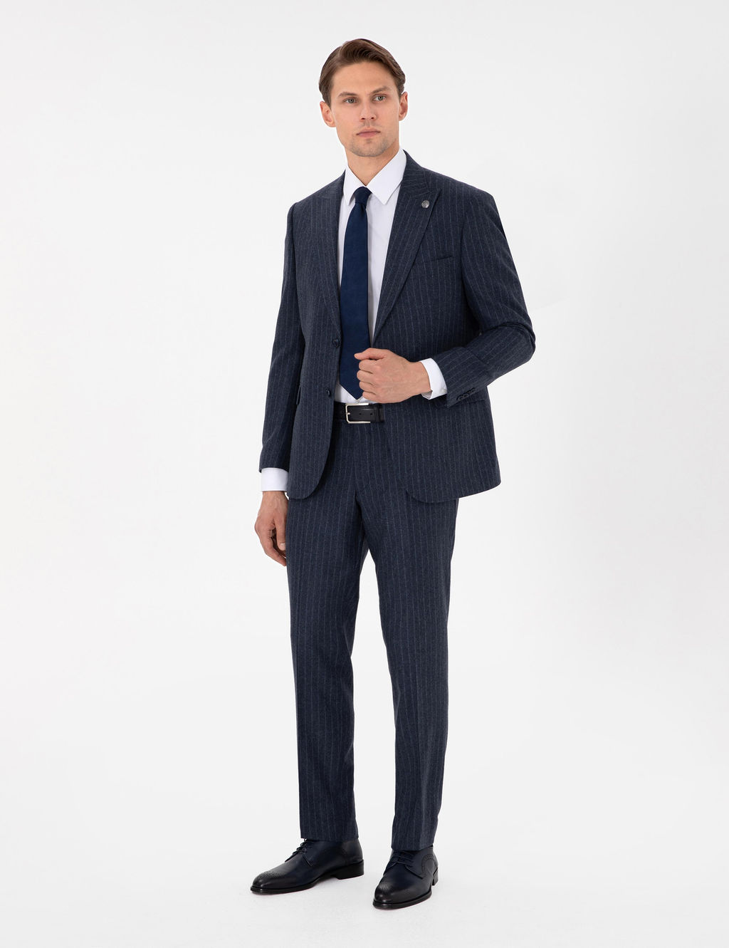 _ndigo Slim Fit _izgili Y_n Kar___ml_ Tak_m Elbise