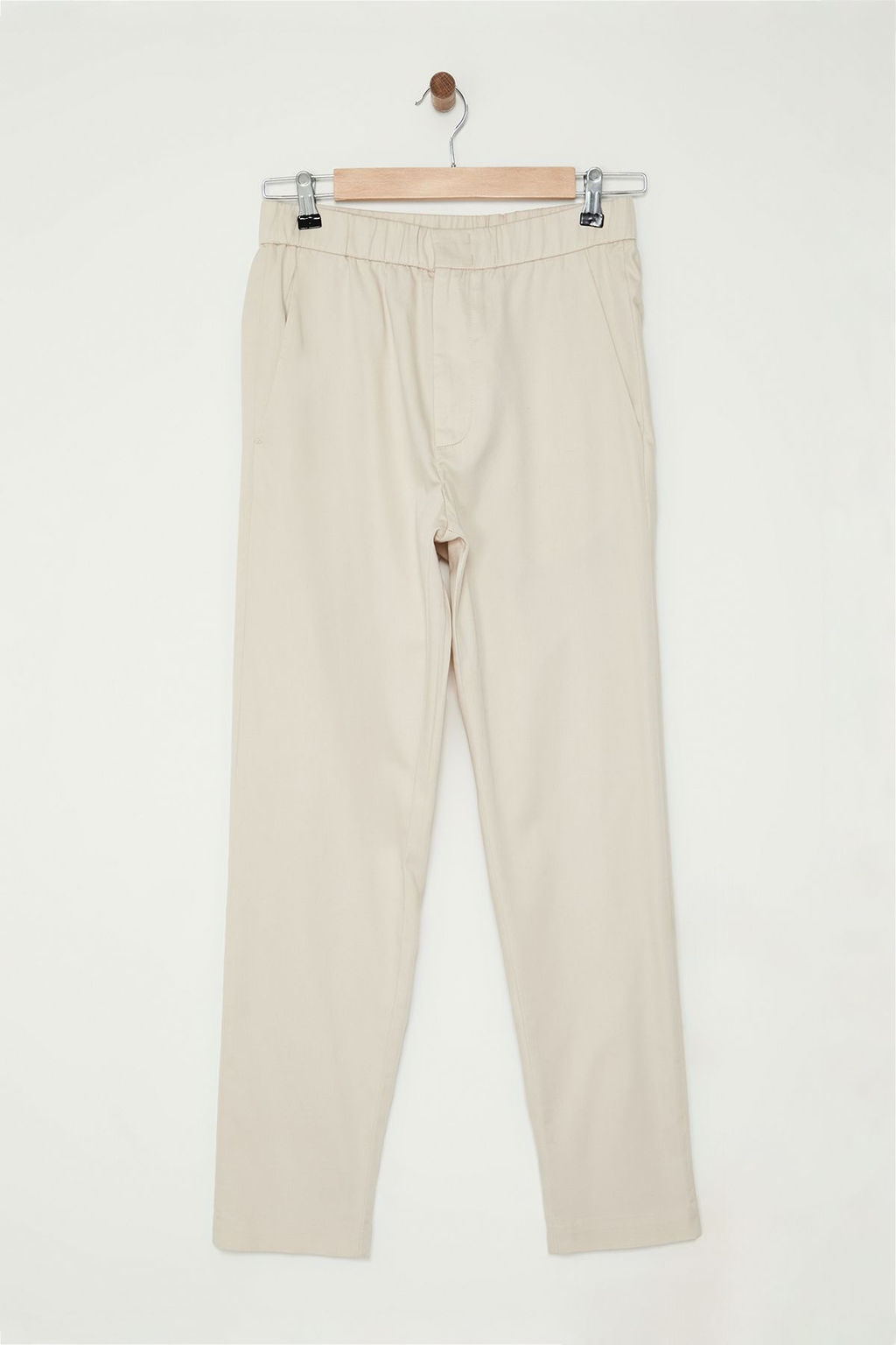 TRENDYOL MAN Beyaz %100 Pamuk Beli Lastikli Slim Fit Gabardin Gizli Kapamal? Dokuma Pantolon TMNAW25PL00019 - Trendyolmilla фото 8