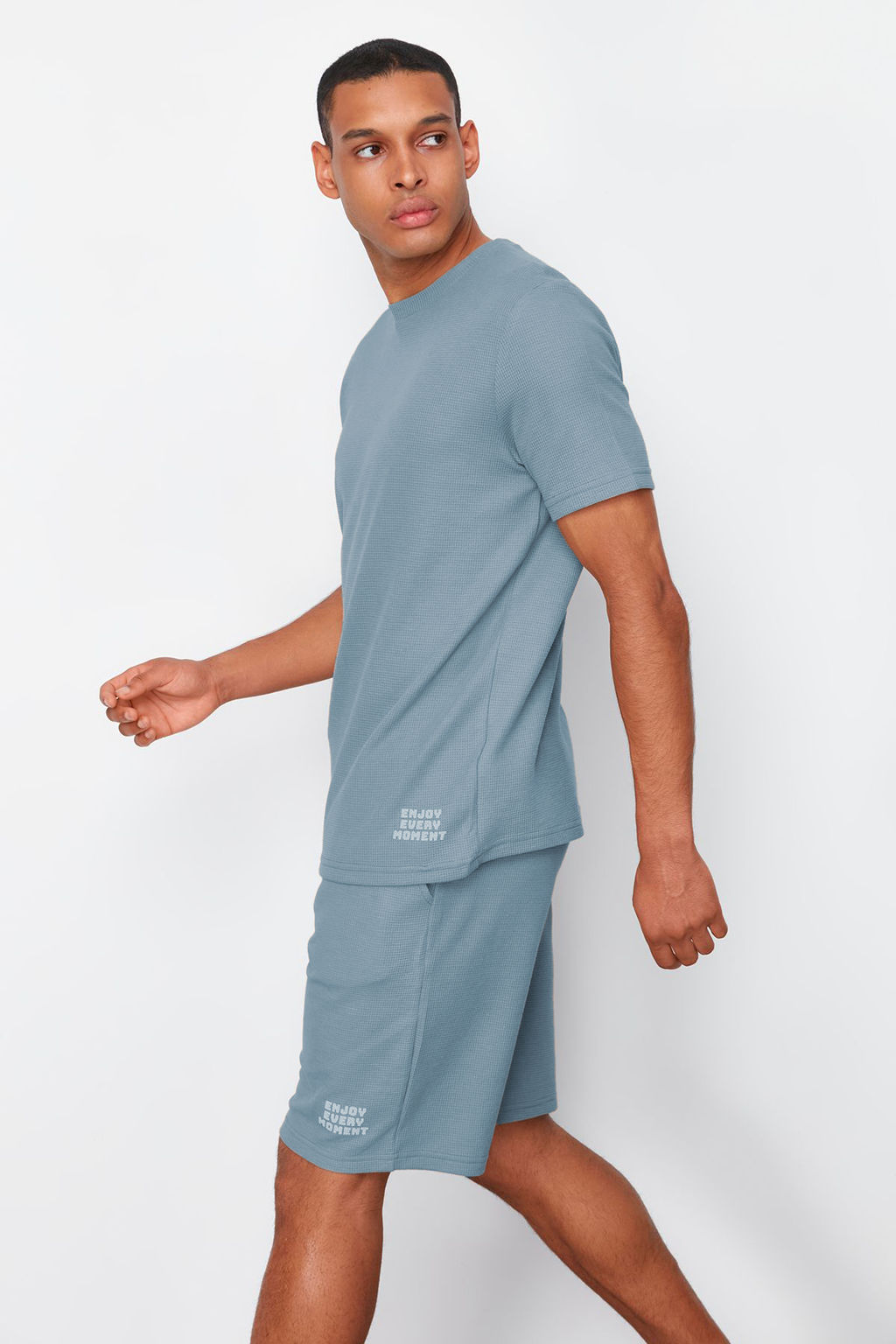 TRENDYOL MAN Mavi Regular Fit Waffle Sortlu Pijama Tak?m? TMNSS23PT00032 - Trendyolmilla фото 77