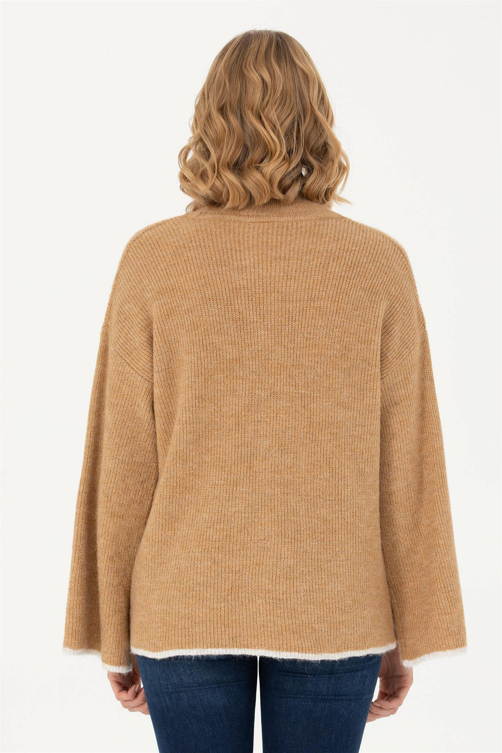 Женский свитер с высоким воротником песочного цвета - U.s. polo assn фото 5