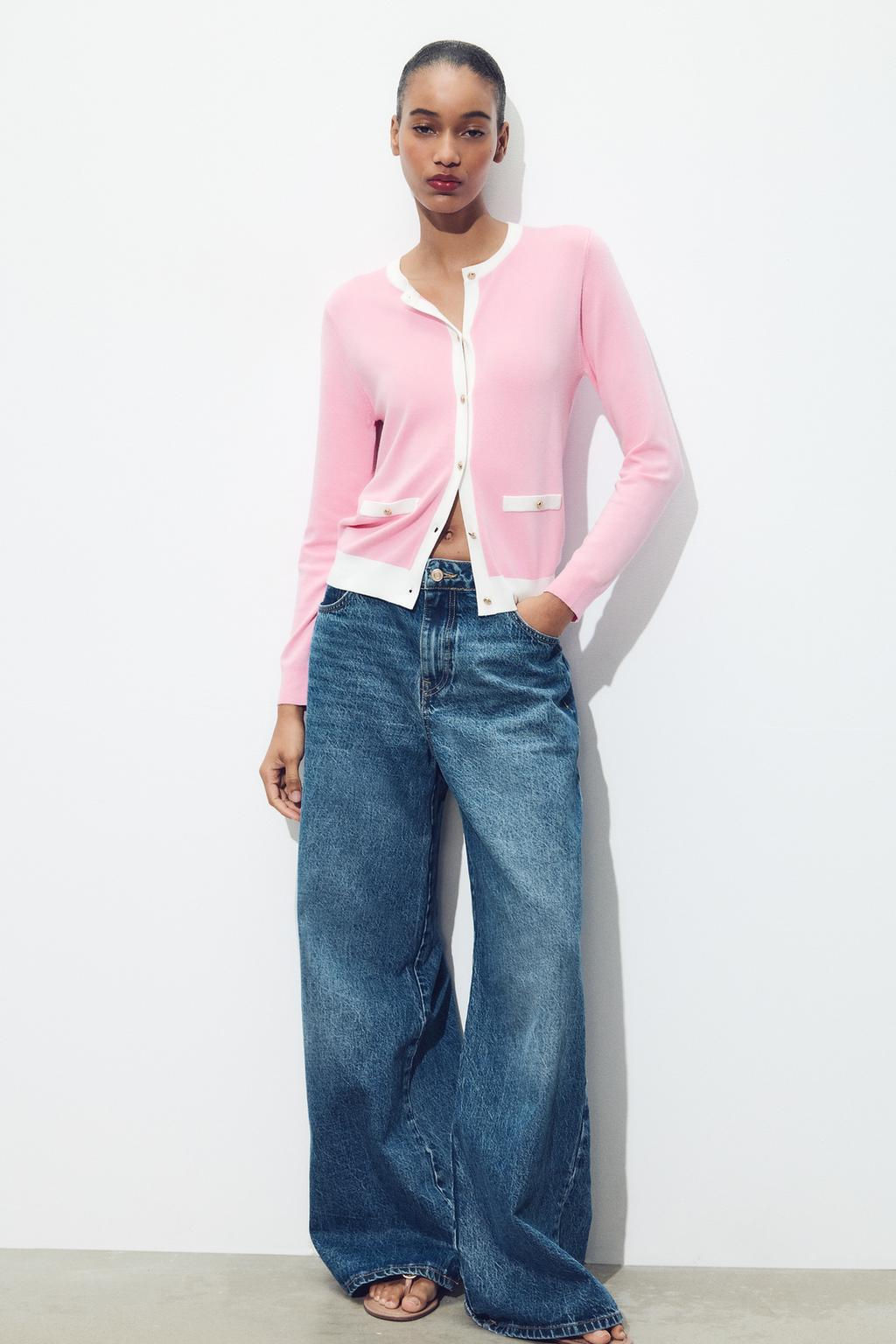 CONTRAST TRIM KNIT CARDIGAN