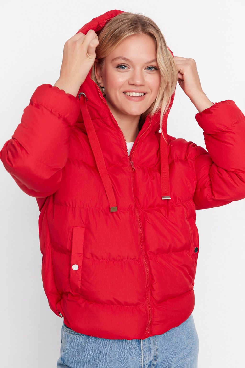 TRENDYOLMILLA Siyah Kapusonlu Su Itici Sisme Mont TWOAW21MO0022  фото 14