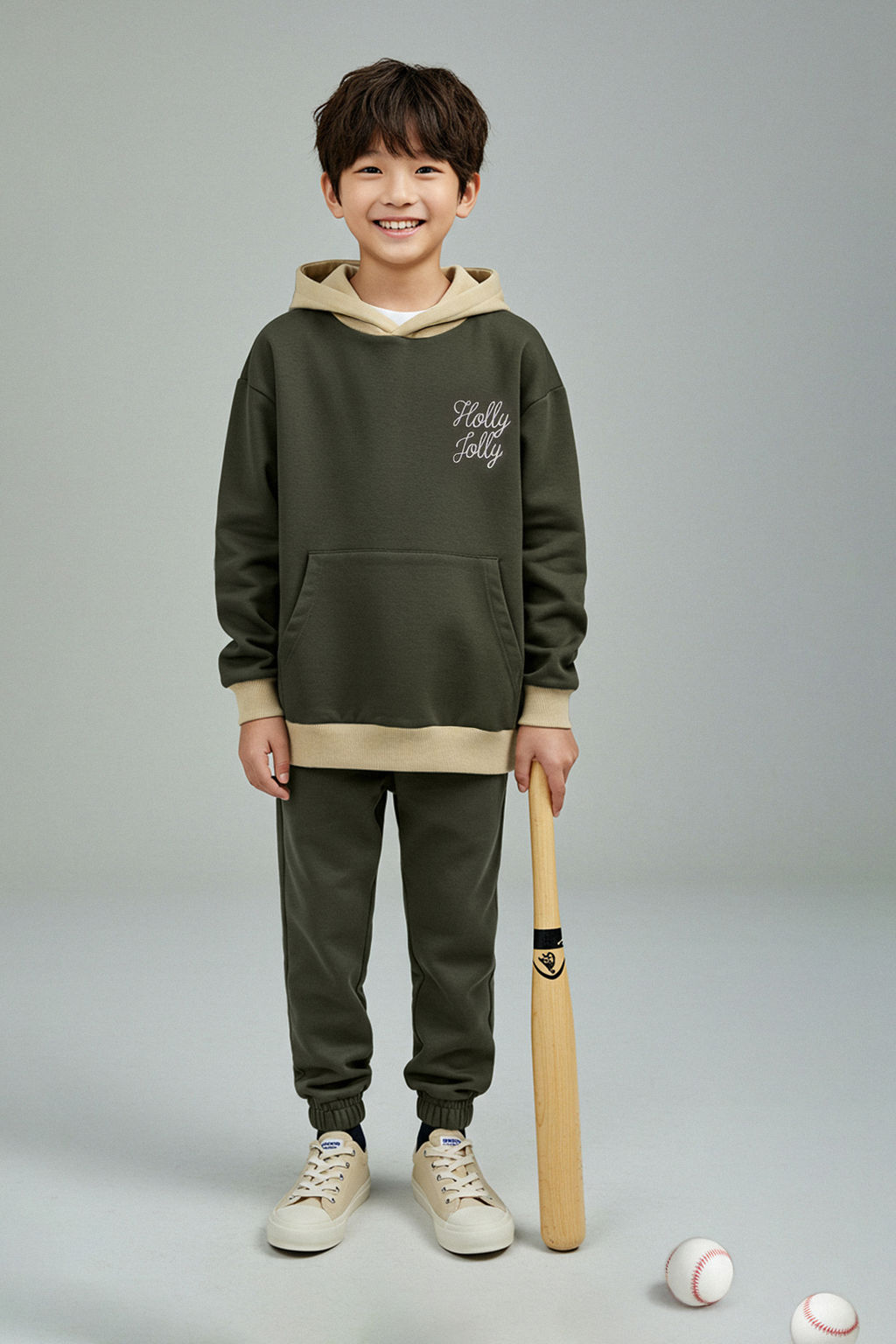 Haki Pamuklu Slogan Bask? Kapusonlu Oversize Orme Erkek Cocuk Sweatshirt TKDAW26SW00011 - Trendyolmilla фото 2