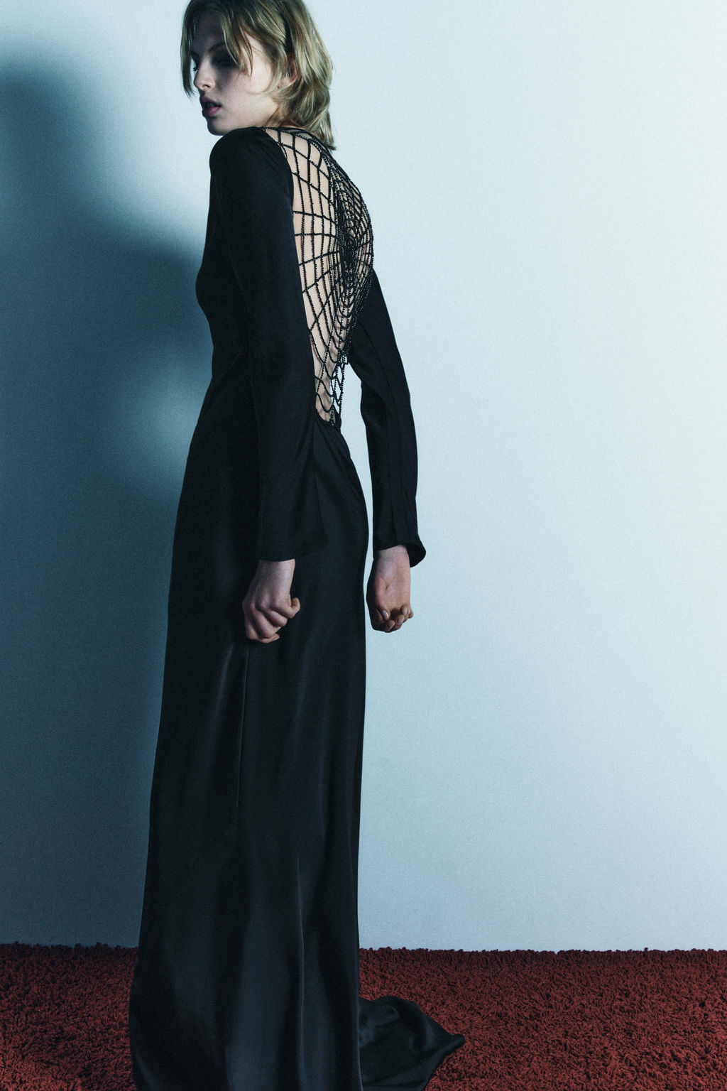 LIMITED EDITION SATIN DRESS WITH SPIDERWEB BACK