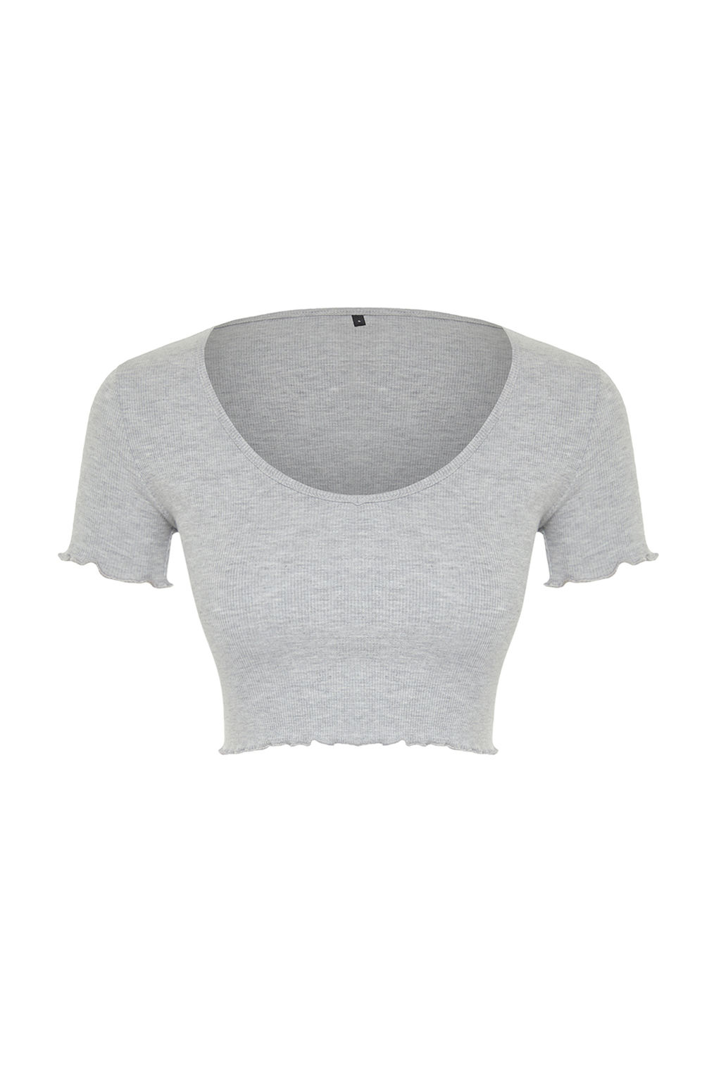 Siyah Havuz Yaka Baby Overlok Detayl? Crop Fitilli Esnek Orme Bluz TWOSS24BZ00197 - Trendyolmilla фото 16