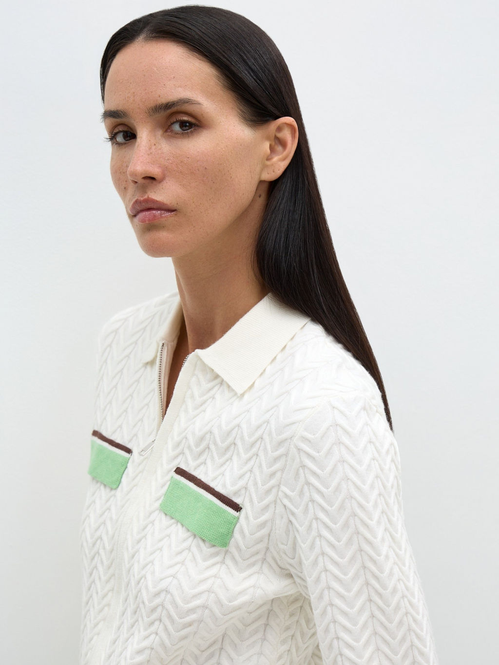 Conso/KCL 240709 - milk/green apple Кардиган женский  фото 2