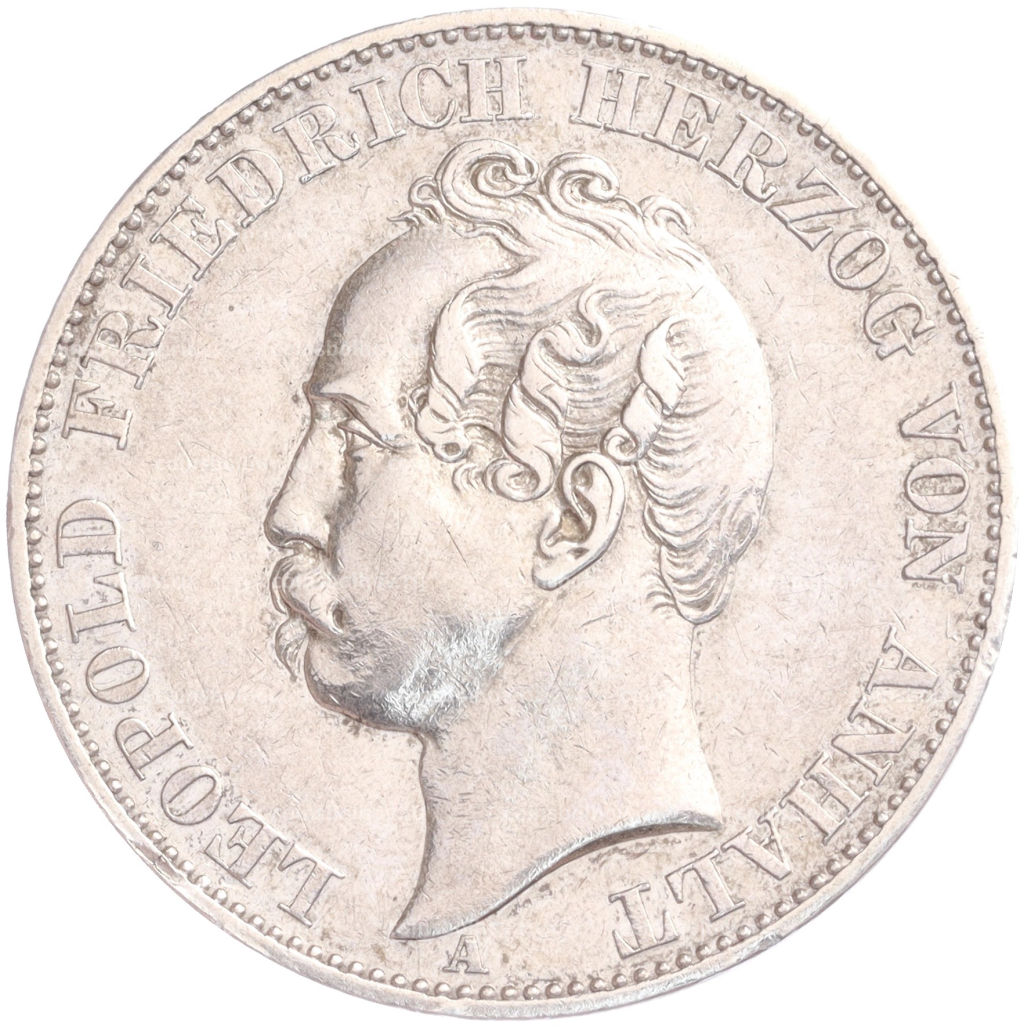 1 союзный талер 1863 года A Ангальт-Дессау Воссоединение герцогств Ангальт