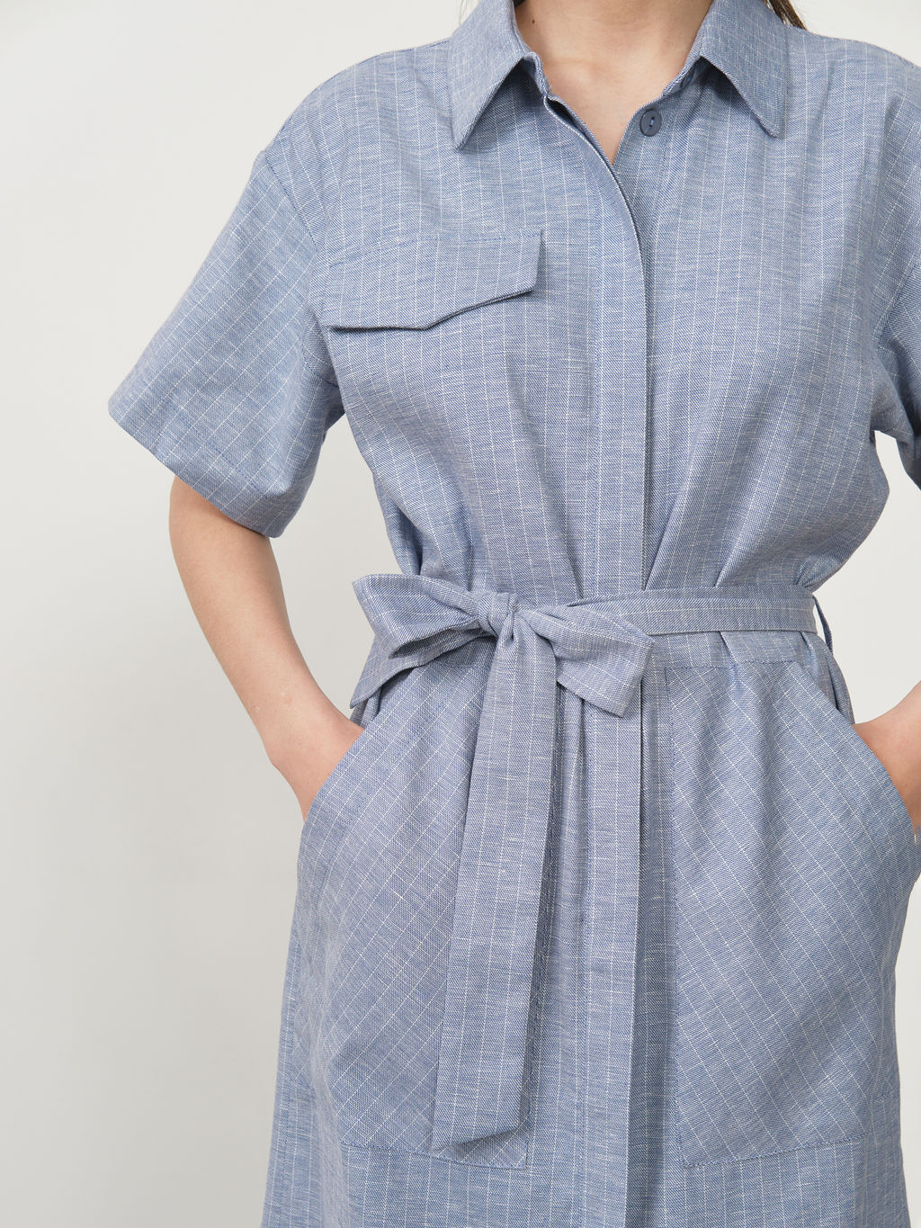 Платье льняное 90704 синее