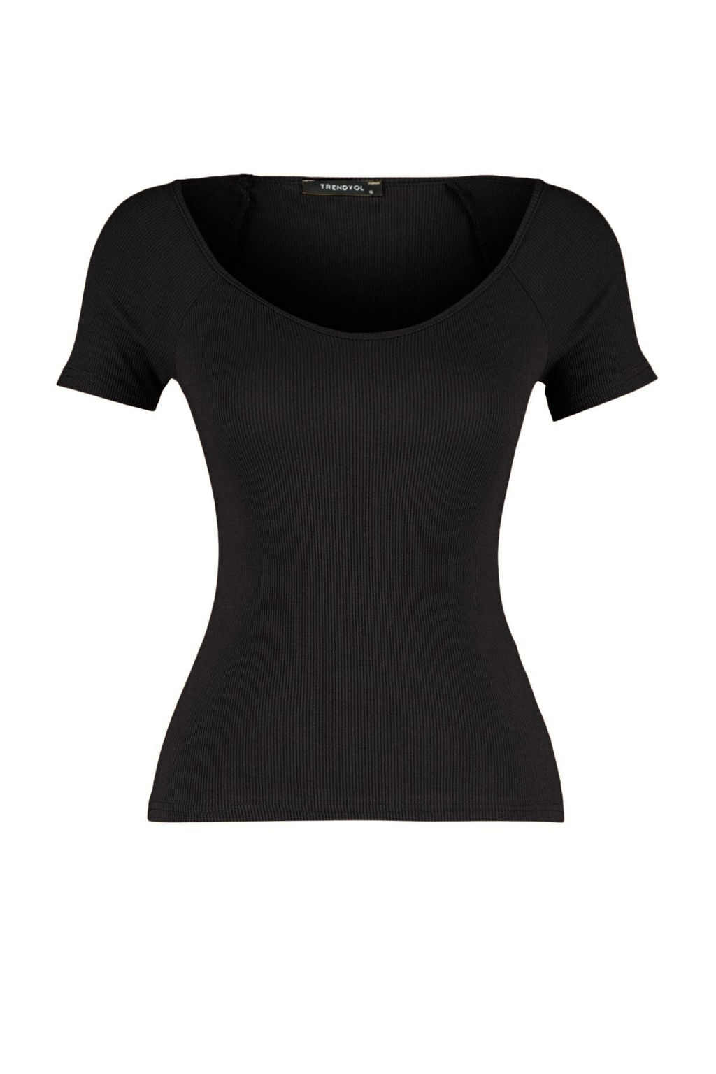 Trendyolmilla Siyah Fitted/Vucuda Oturan Fitilli Pamuk Esnek Orme Bluz TWOSS21BZ0579  фото 6