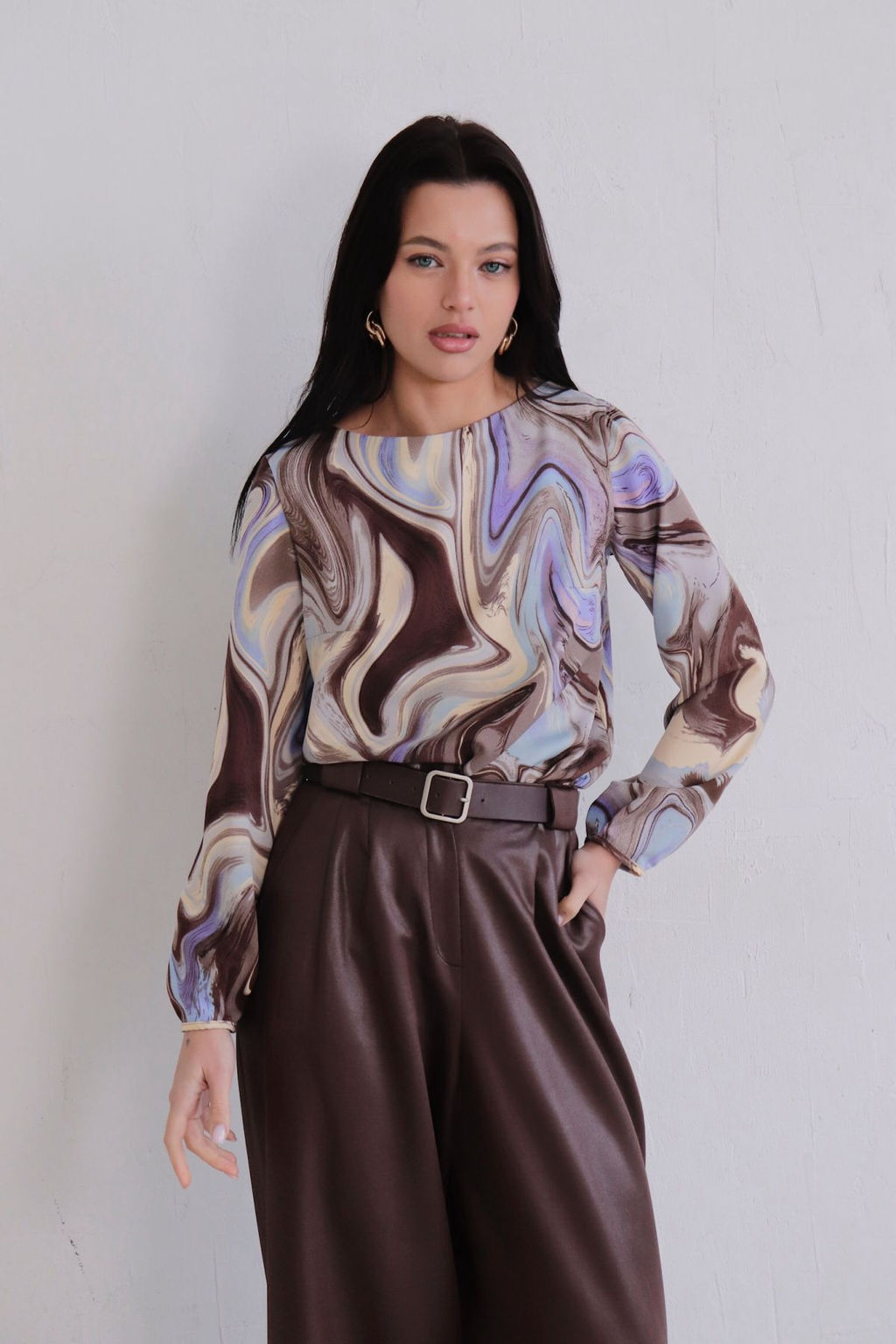 Блуза прямого силуэта с вырезом лодочка - Martichelli фото 58