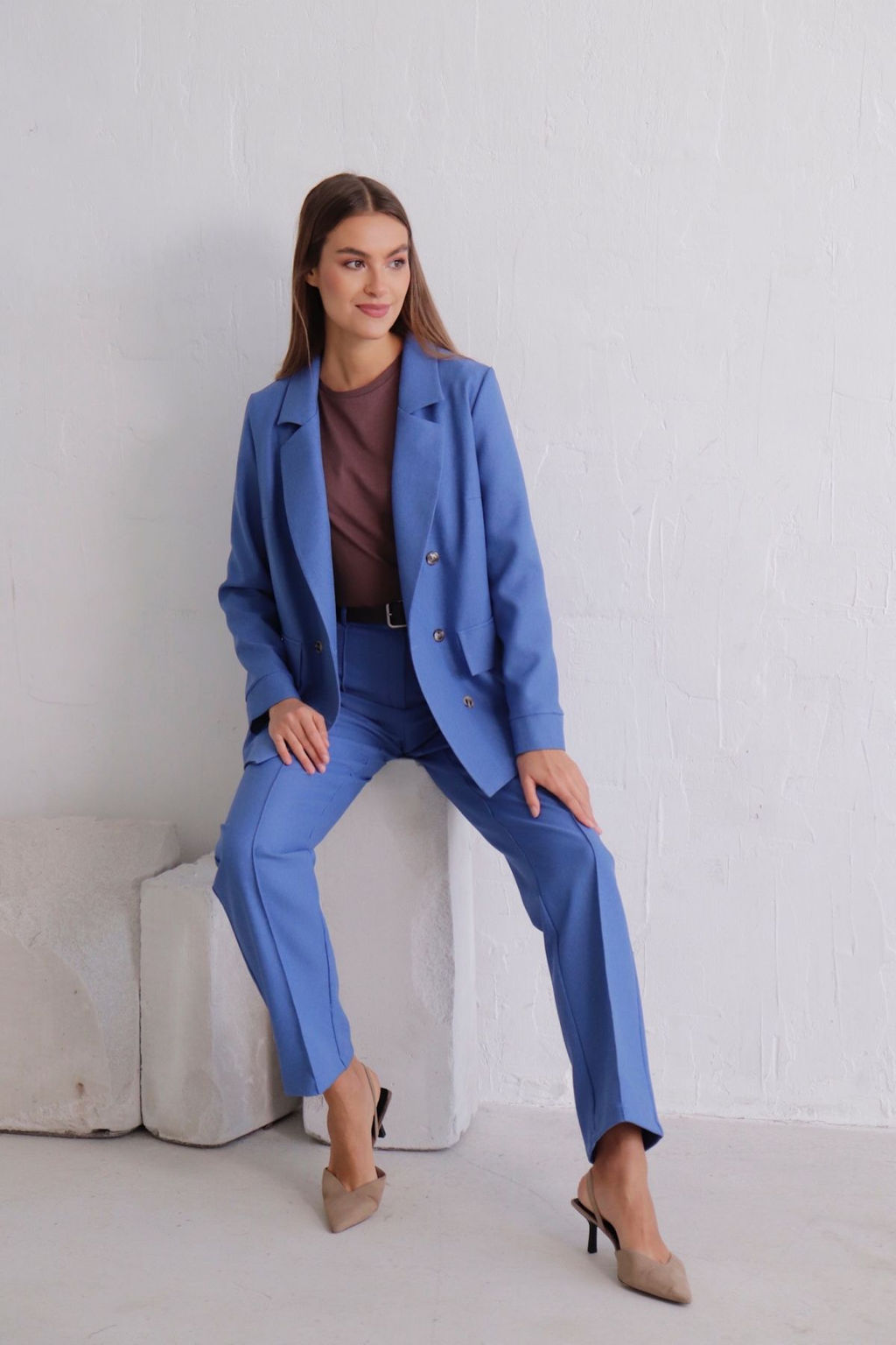 11834 Брюки со стрелками голубые - Martichelli фото 31