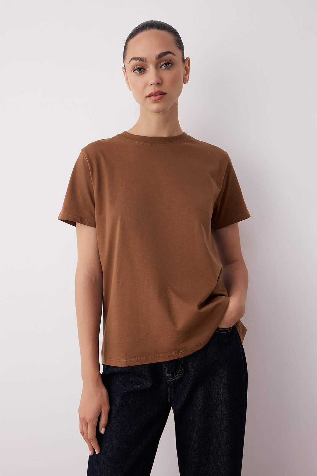 Siyah-Beyaz %100 Pamuk Arkas? Uzun Orme T-Shirt TWOAW26TS00008 - Trendyolmilla фото 3