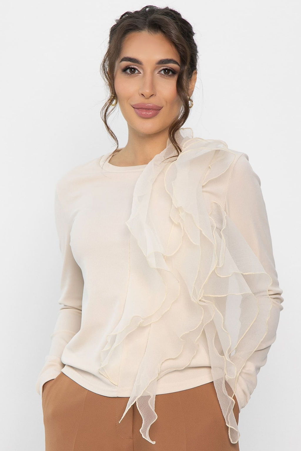 Блуза Риана (трикотаж Лапша и органза) - Lt collection фото 7