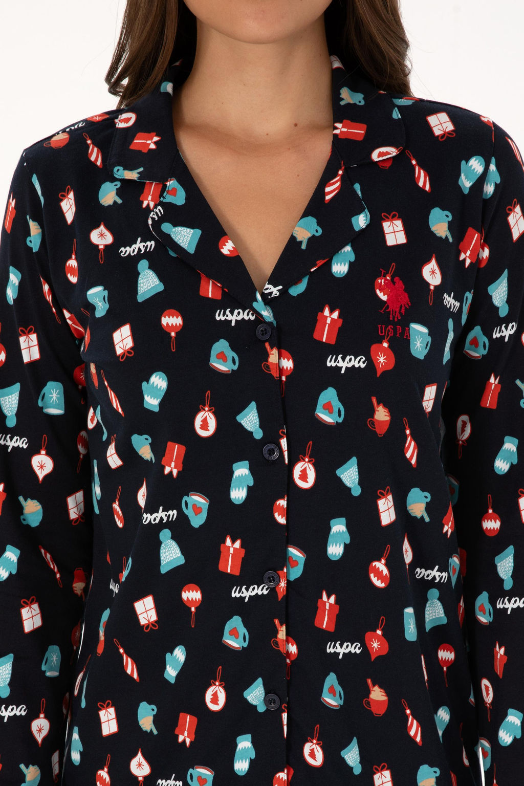 Kad_n Lacivert Pijama Tak_m_ Sepette S_rpriz _ndirim - U.s. polo assn фото 6
