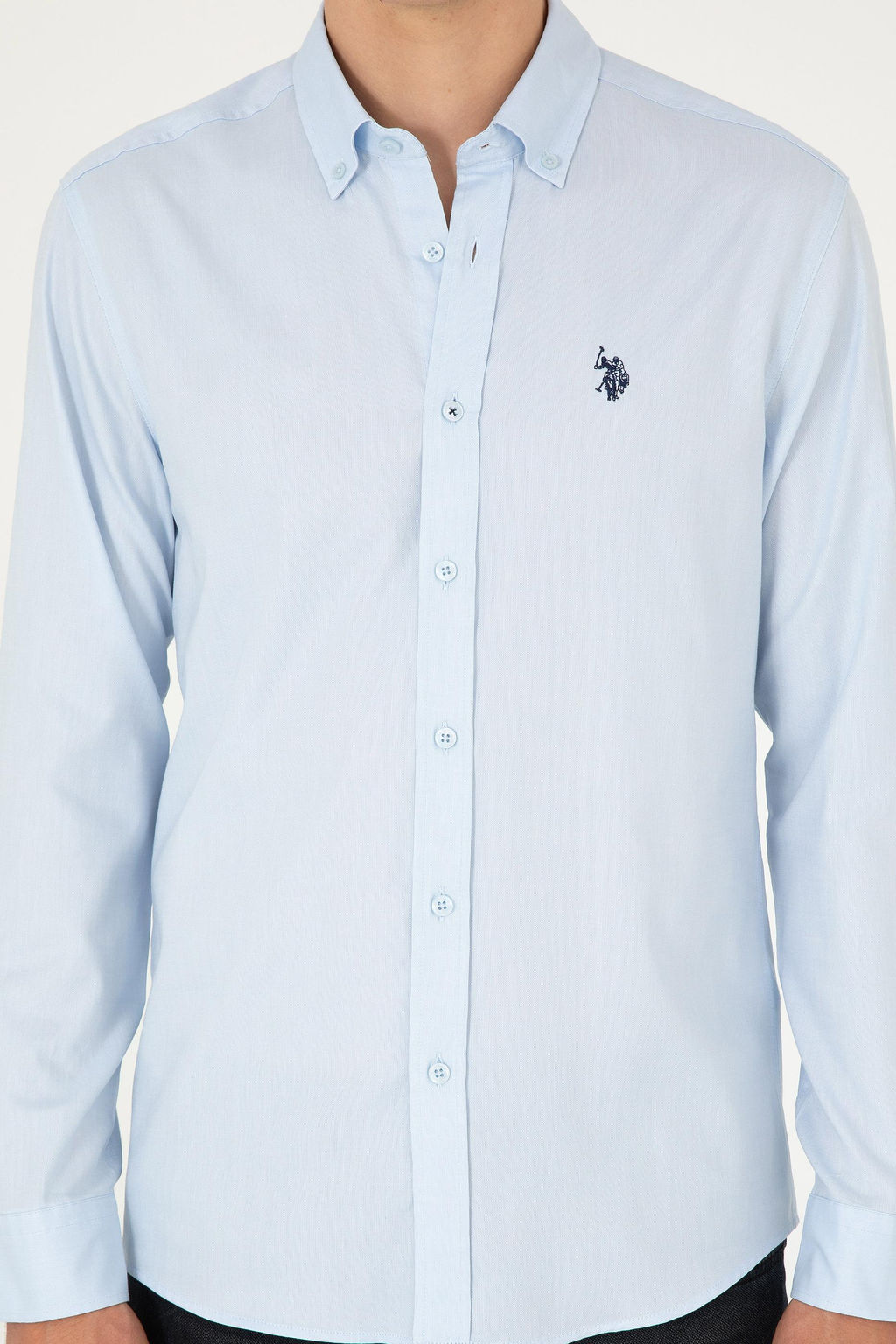 Мужская голубая базовая рубашка с длинным рукавом Неожиданная скидка в корзине - U.s. polo assn фото 6