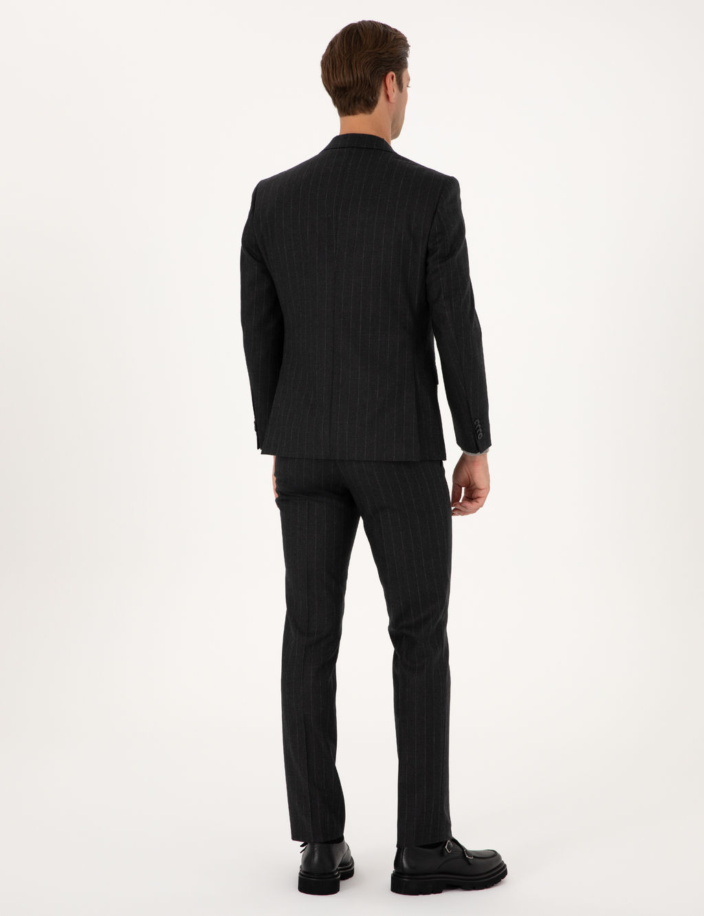 Antrasit Slim Fit %100 Y_n _izgili Tak_m Elbise