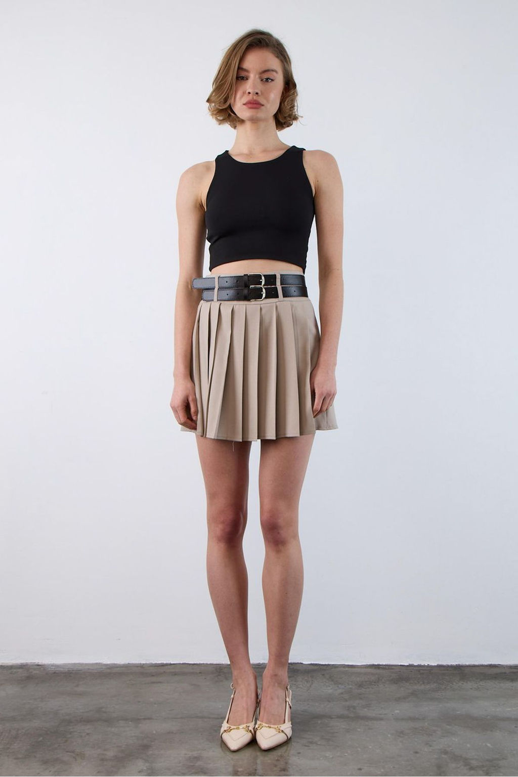 Tas Cift Kemerli Piliseli Mini Dokuma Etek TWOAW26ET00072 - Trendyolmilla фото 3