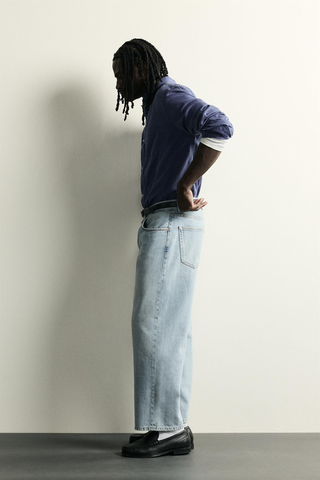 JEANS LOOSE CROPPED FIT / Azul medio - Zara фото 4