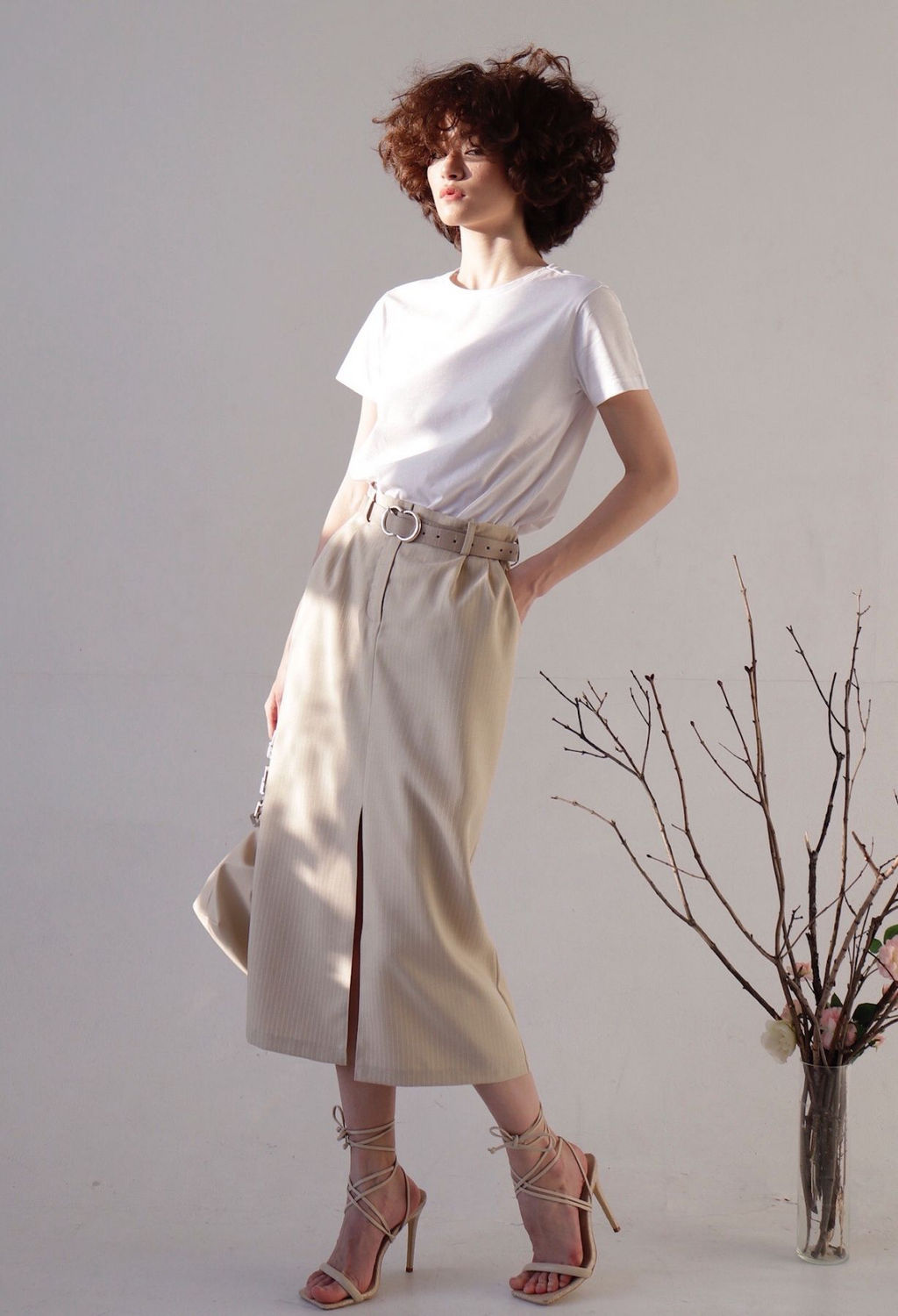 Юбка миди-макси бежевая в полоску - Martichelli фото 6