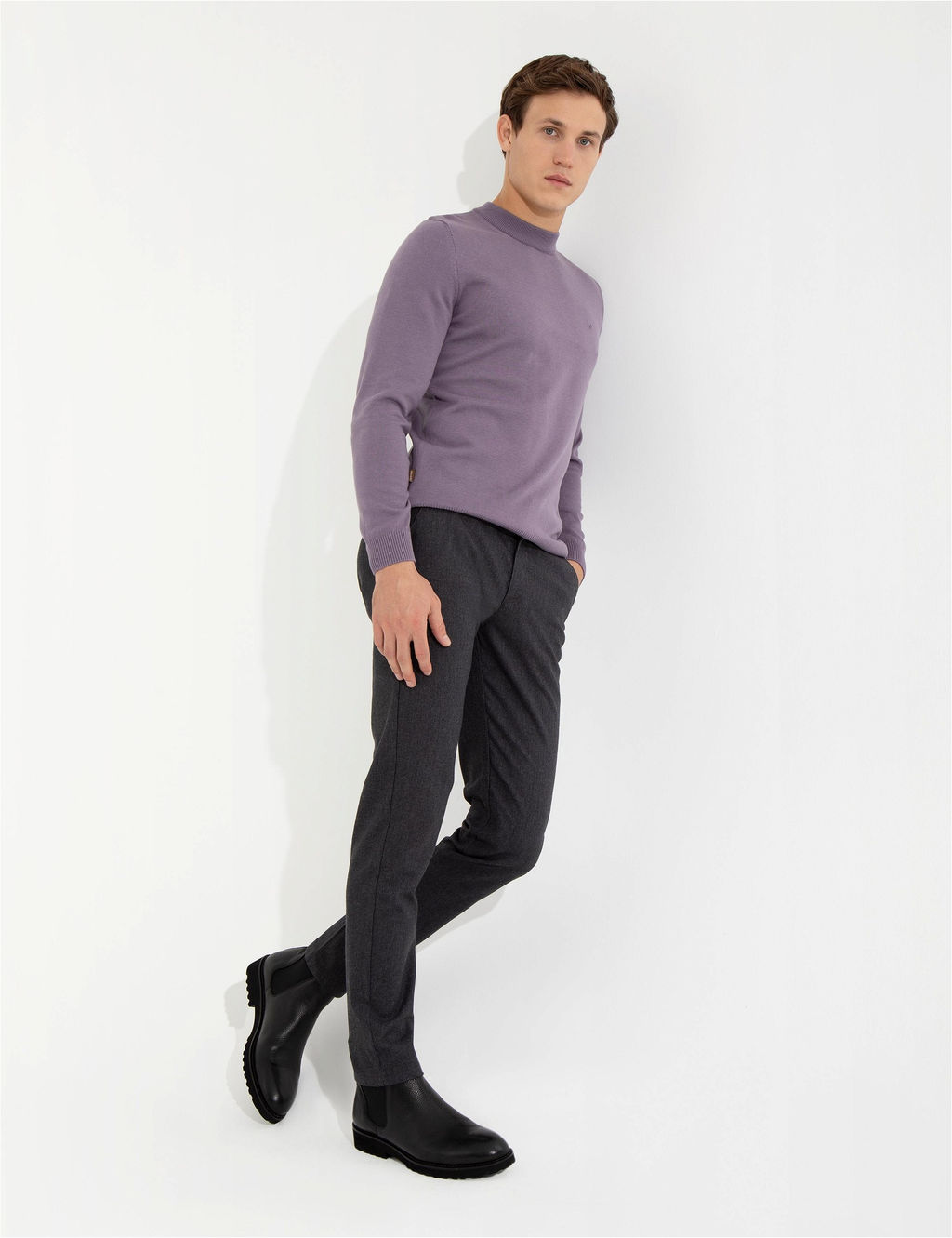 Koyu Gri Slim Fit Kanvas Pantolon