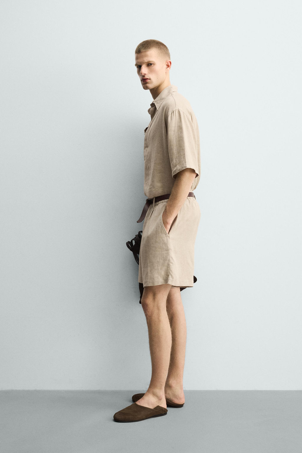 BERMUDA RELAXED FIT LINO - VISCOSA / Arena