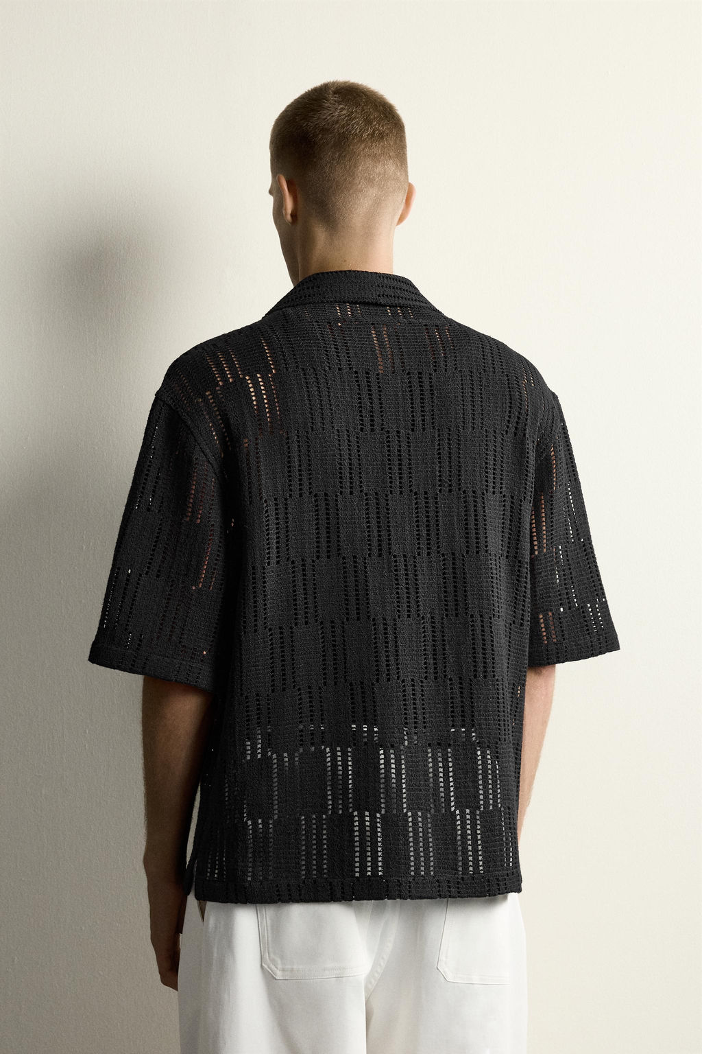 CAMISA RELAXED FIT ESTRUCTURA CALADA / Negro - Zara фото 3